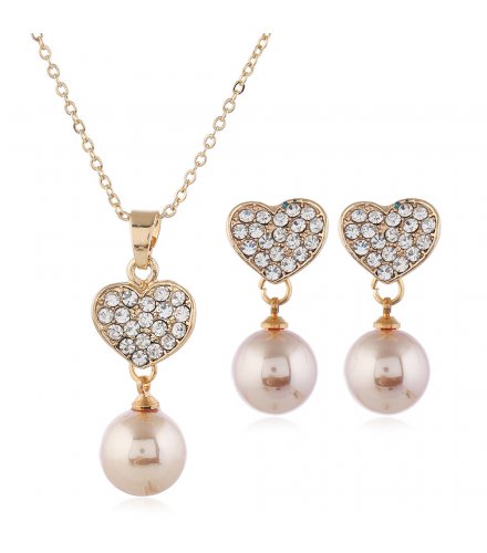SET607 - Elegant Pearl Heart Jewellery Set